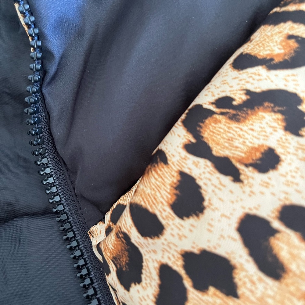 ASOS Leopard &  Black Panel Puffer Quilted Animal Print Jacket L NWOT - Picture 10 of 13